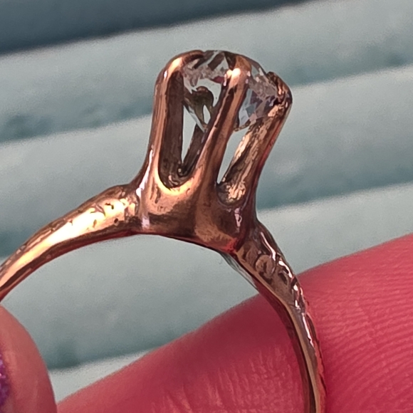 Late 19th Or Early 20th Century Antique Copper Solitaire Ring - Picture 9 of 16